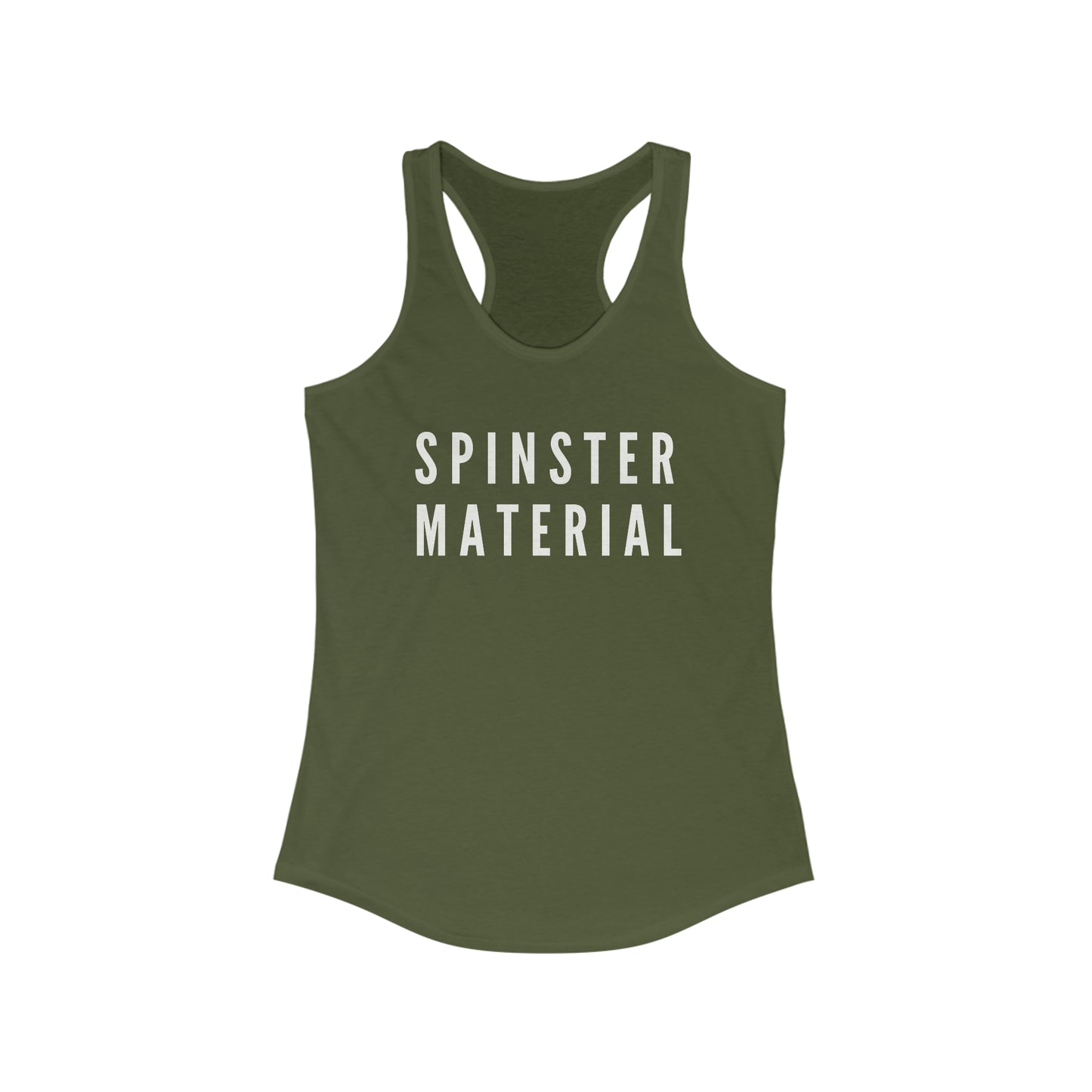 Minimal Spinster Material Racerback Tank